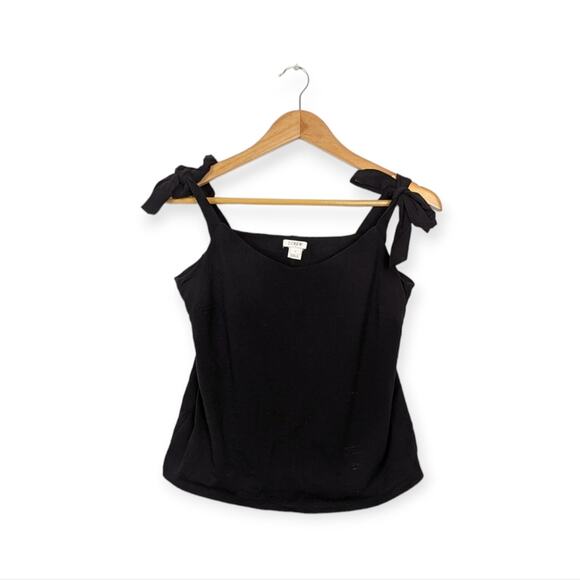 J. Crew Black Tie Shoulder Stretch Tank Top Size S - Picture 1 of 7